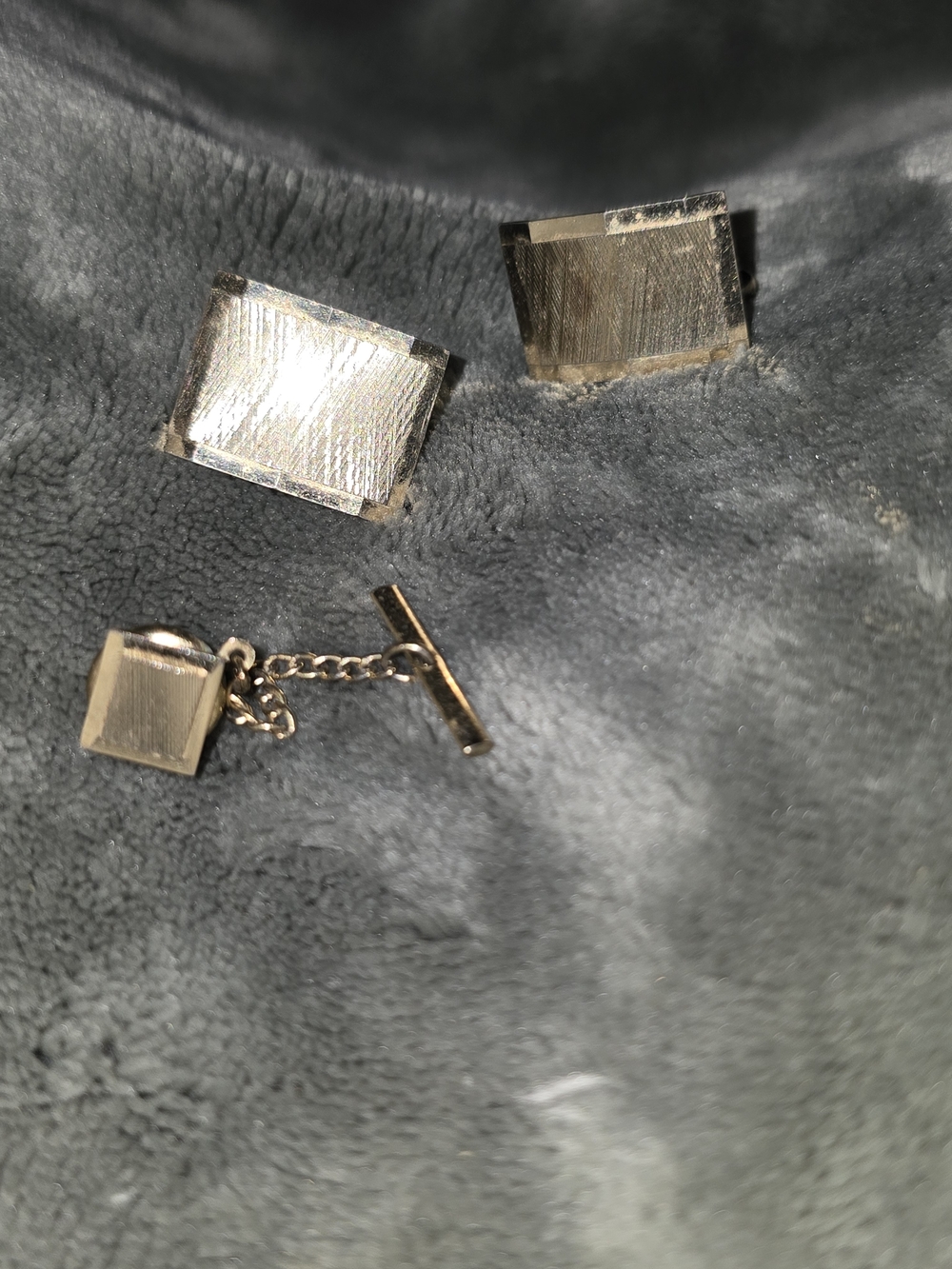 Gold-Tone Square Cufflinks and Tie Pin